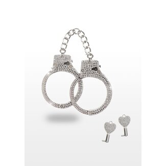 Taboom Bondage Essentials Diamond Wrist Cuffs Silver