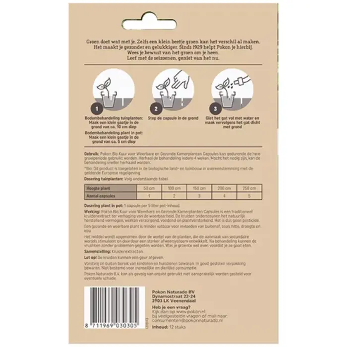 Pokon Pokon Bio Kuur Voor Weerbare en Gezonde Kamerplanten Capsules 12st