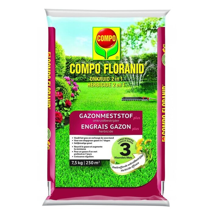 Compo Compo Floranid Gazonmeststof - onkruid 2 in 1 - tot 250 m²