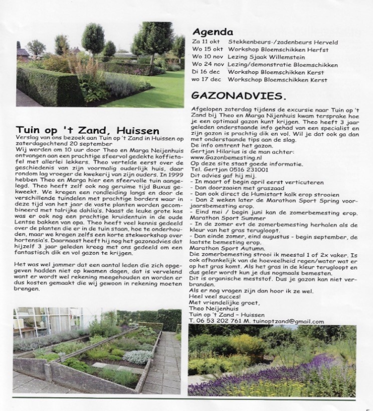 Leuk om te lezen > "Mailtje van Tuin op ’t Zand uit Huissen"