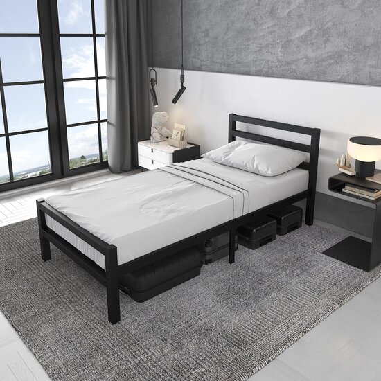 AirSleeperz® metalen bedframe Job Black 90x200 cm - 1 persoons