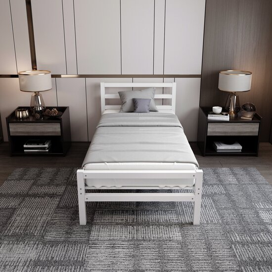 AirSleeperz® metalen bedframe Job White 90x200 cm - 1 persoons