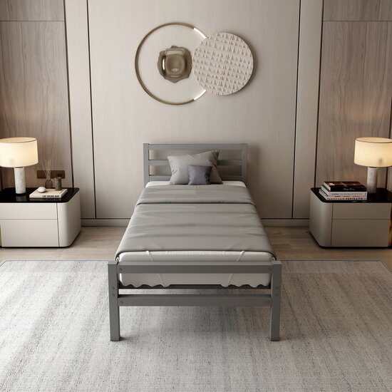 AirSleeperz® metalen bedframe Job Grey 90x200 cm - 1 persoons