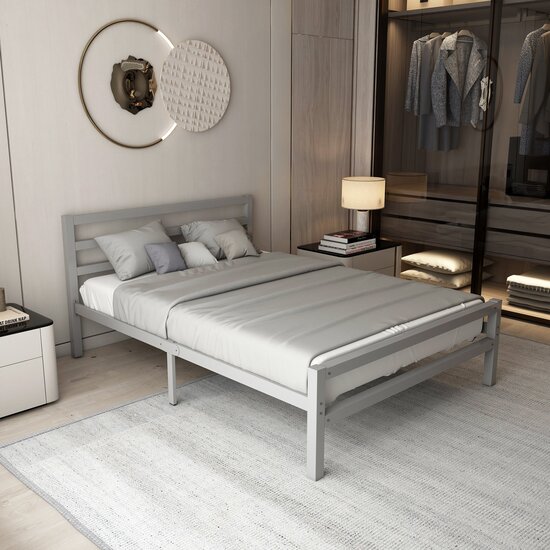 AirSleeperz® metalen bedframe Job Grey 140x200 cm - 2 persoons