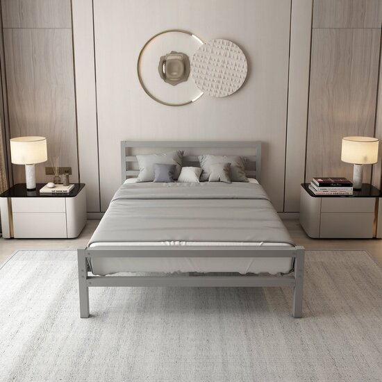 AirSleeperz® metalen bedframe Job Grey 140x200 cm - 2 persoons