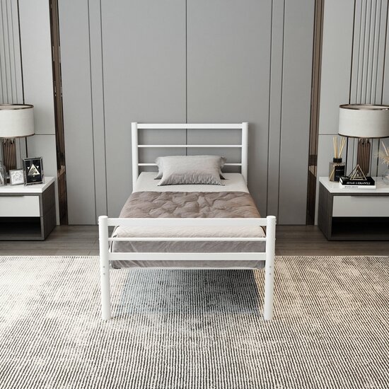 AirSleeperz® metalen bedframe Sara White 90x200 cm - 1 persoons