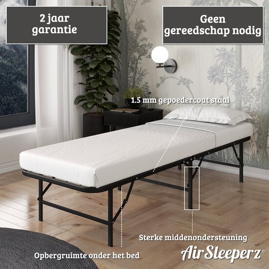 AirSleeperz® opvouwbaar bed Joost Basic Black 90x200 cm - 1 persoons
