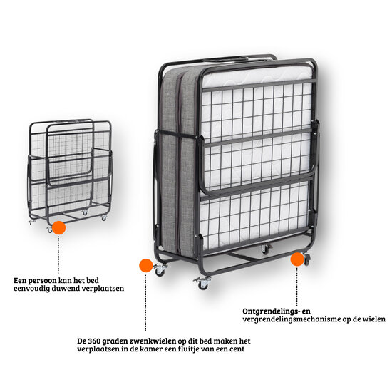 AirSleeperz® opvouwbaar bed Merel 80x200 cm - 1 persoons