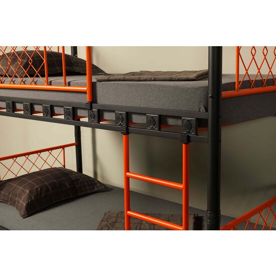 AirSleeperz® metalen stapelbed Levi Black/Orange 90x200x175 cm