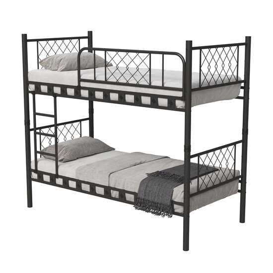 AirSleeperz® metalen stapelbed Levi Black 90x200x175 cm