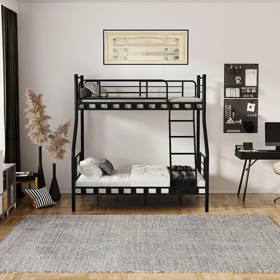 AirSleeperz® metalen stapelbed Bram Black 140x200x198 cm