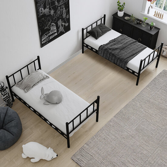 AirSleeperz® metalen stapelbed Emma Black 90x200x175 cm