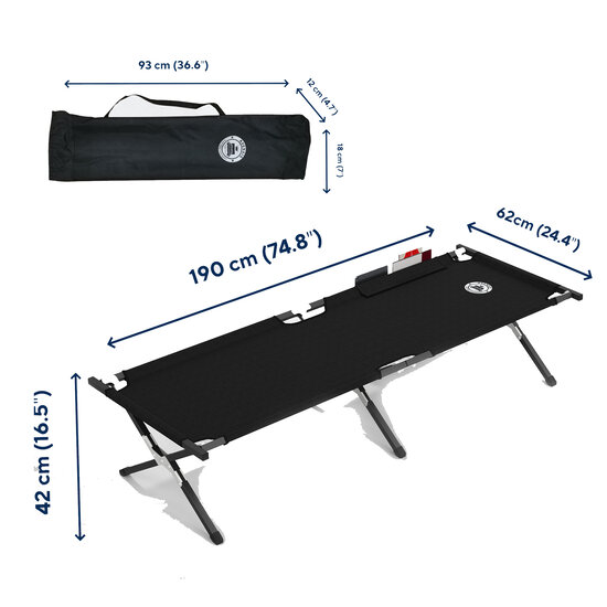 AirSleeperz® opvouwbaar campingbed heavy duty 62x190 cm - 1 persoons