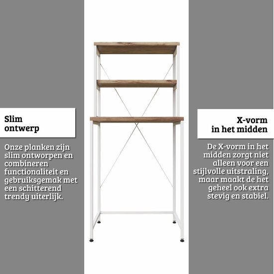 AirSleeperz® wasmachine ombouw rek Walnut+White (50x68x155 cm)