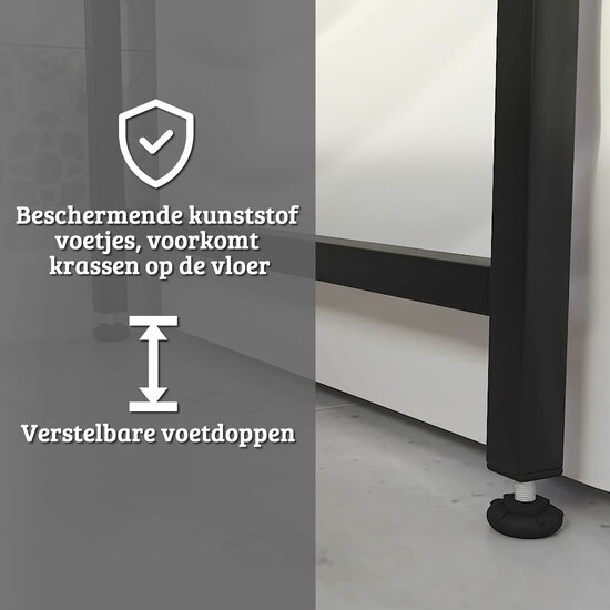 AirSleeperz® wasmachine ombouw rek Walnut+Black (50x68x155 cm)