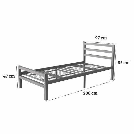 AirSleeperz® metalen bedframe Job Grey 90x200 cm - 1 persoons