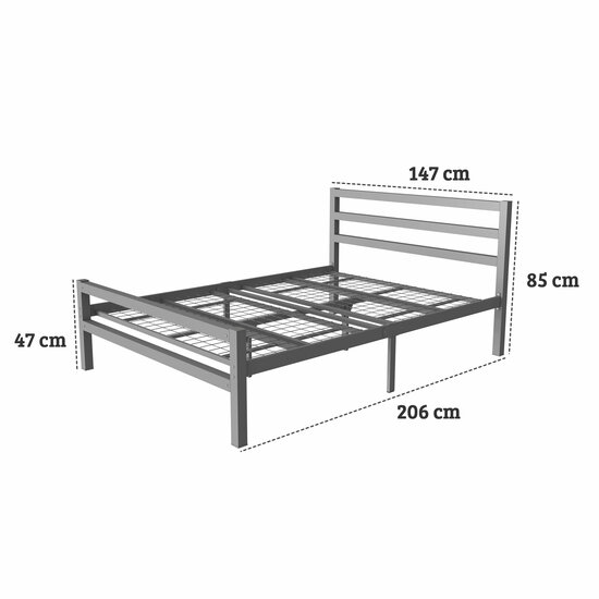 AirSleeperz® metalen bedframe Job Grey 140x200 cm - 2 persoons