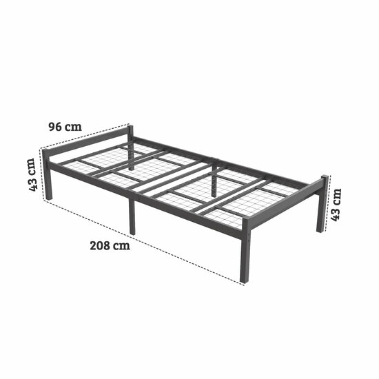 AirSleeperz® metalen bedframe Luuk Black 90x200 cm - 1 persoons