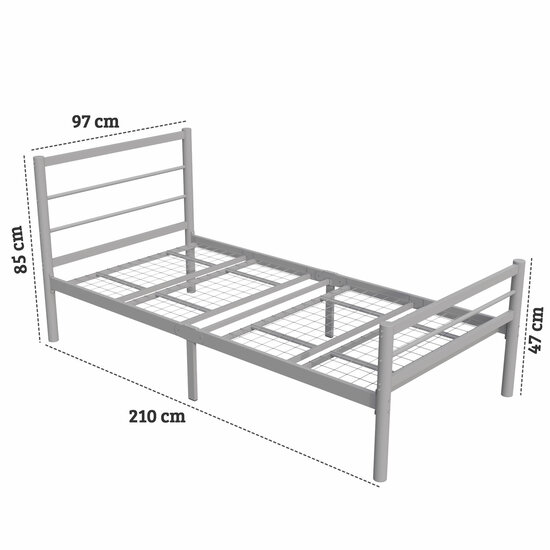AirSleeperz® metalen bedframe Sara Grey 90x200 cm - 1 persoons
