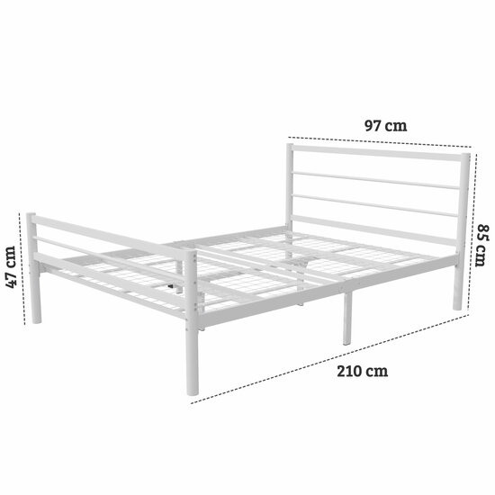 AirSleeperz® metalen bedframe Sara White 140x200 cm - 2 persoons