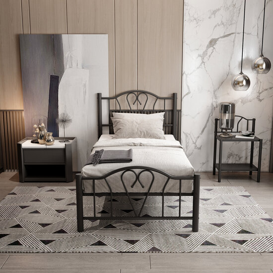 AirSleeperz® metalen bedframe Eva Black 90x200 cm - 1 persoons