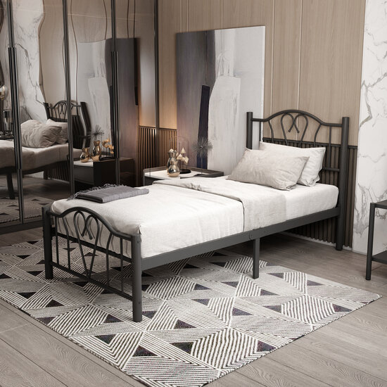 AirSleeperz® metalen bedframe Eva Black 90x200 cm - 1 persoons