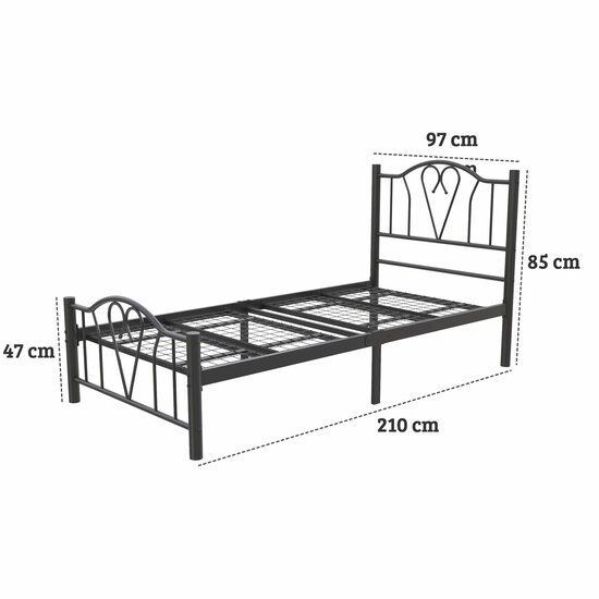 AirSleeperz® metalen bedframe Eva Black 90x200 cm - 1 persoons
