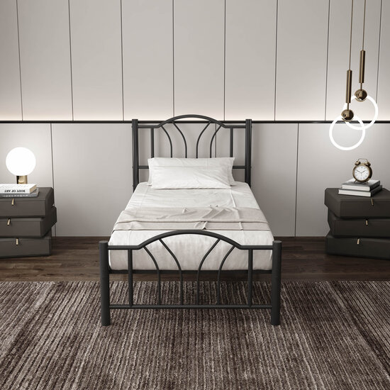 AirSleeperz® metalen bedframe Esmee Black 90x200 cm - 1 persoons