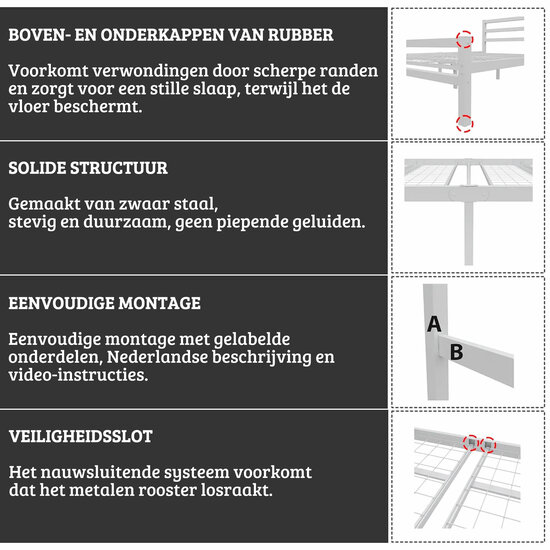AirSleeperz® metalen bedframe Esmee Black 140x200 cm - 2 persoons