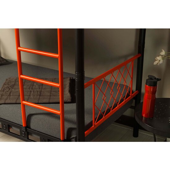 AirSleeperz® metalen stapelbed Levi Black/Orange 90x200x175 cm | 2eKans