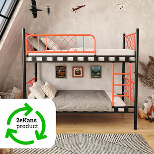 metalen stapelbed Levi Black/Orange 90x200x175 cm | 2eKans