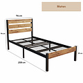 AirSleeperz® metalen bedframe Max Black/Wood 90x200 cm - 1 persoons