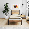 AirSleeperz® metalen bedframe Max Black/Wood 90x200 cm - 1 persoons