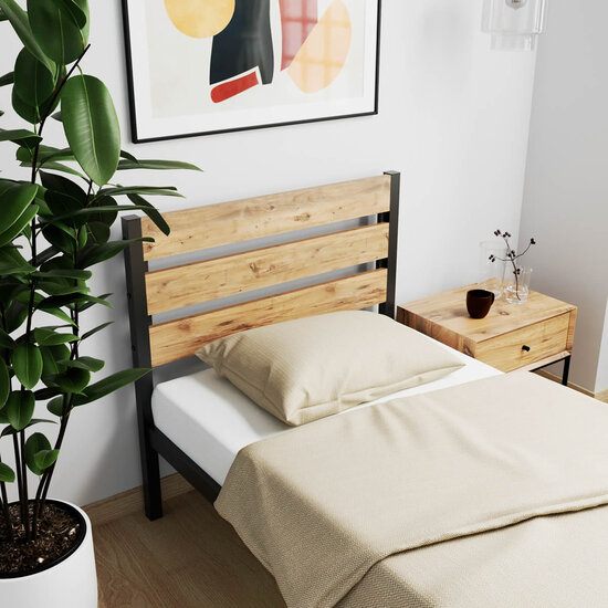AirSleeperz® metalen bedframe Max Black/Wood 90x200 cm - 1 persoons