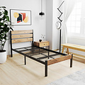 AirSleeperz® metalen bedframe Max Black/Wood 90x200 cm - 1 persoons