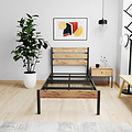 AirSleeperz® metalen bedframe Max Black/Wood 90x200 cm - 1 persoons