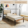 AirSleeperz® metalen bedframe Max Black/Wood 90x200 cm - 1 persoons