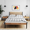 AirSleeperz® metalen bedframe Max Black/Wood 160x200 cm - 2 persoons