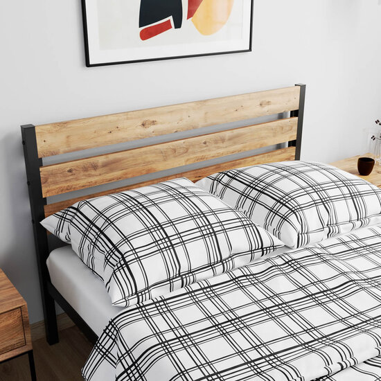 AirSleeperz® metalen bedframe Max Black/Wood 160x200 cm - 2 persoons