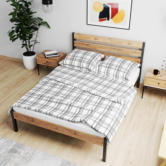 AirSleeperz® metalen bedframe Max Black/Wood 160x200 cm - 2 persoons