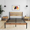 AirSleeperz® metalen bedframe Max Black/Wood 160x200 cm - 2 persoons
