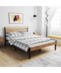 metalen bedframe Max Black/Wood 160x200 cm - 2 persoons