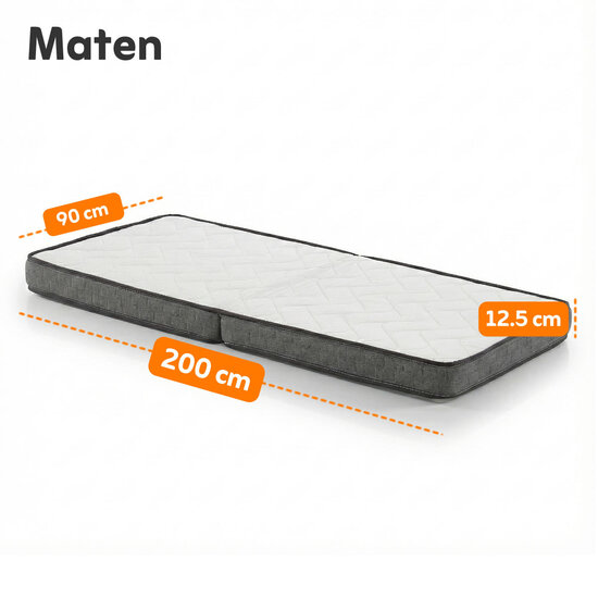 AirSleeperz® opvouwbaar matras traagschuim 90x200x12.5 cm - 1 persoons