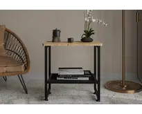 nachtkastje metaal Black/Wood 51x33x47 cm