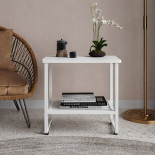 nachtkastje metaal White/Wood 51x33x47 cm