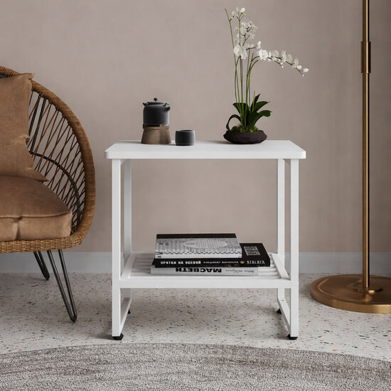 AirSleeperz® nachtkastje metaal White/Wood 51x33x47 cm