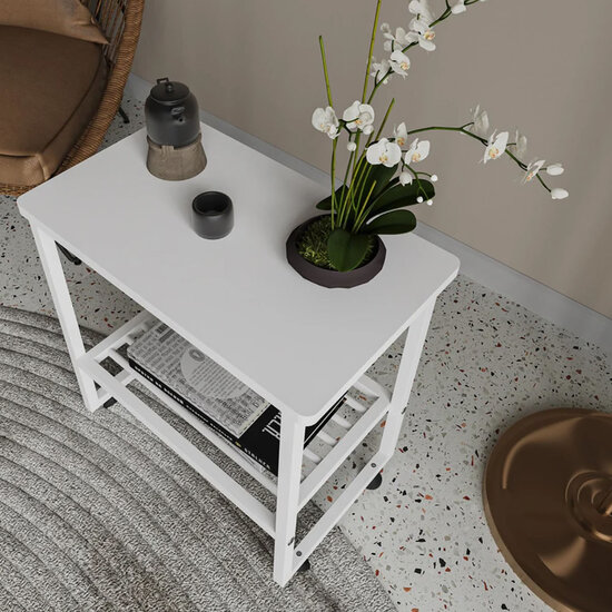 AirSleeperz® nachtkastje metaal White/Wood 51x33x47 cm