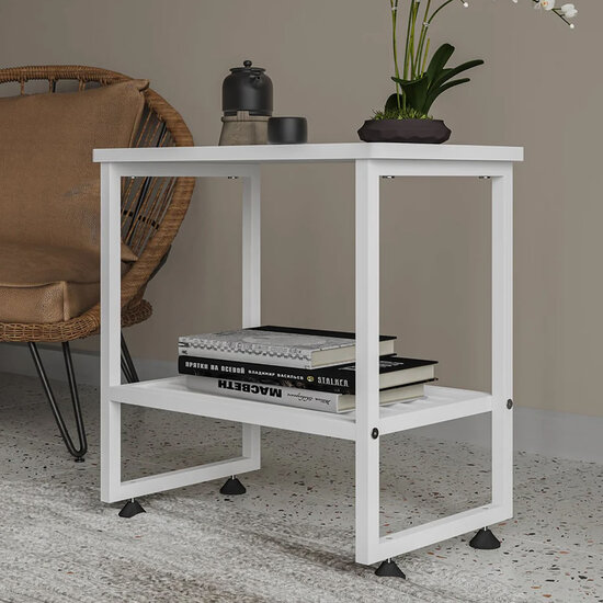 AirSleeperz® nachtkastje metaal White/Wood 51x33x47 cm