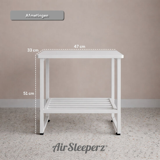 AirSleeperz® nachtkastje metaal White/Wood 51x33x47 cm