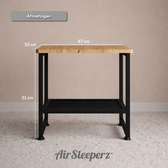 AirSleeperz® nachtkastje metaal Black/Wood 51x33x47 cm